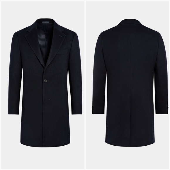 SUITSUPPLY Pure Wool Navy Overcoat Vicenza Int J4611 USA 38 Free CANALI Silk Tie - Picture 16 of 16